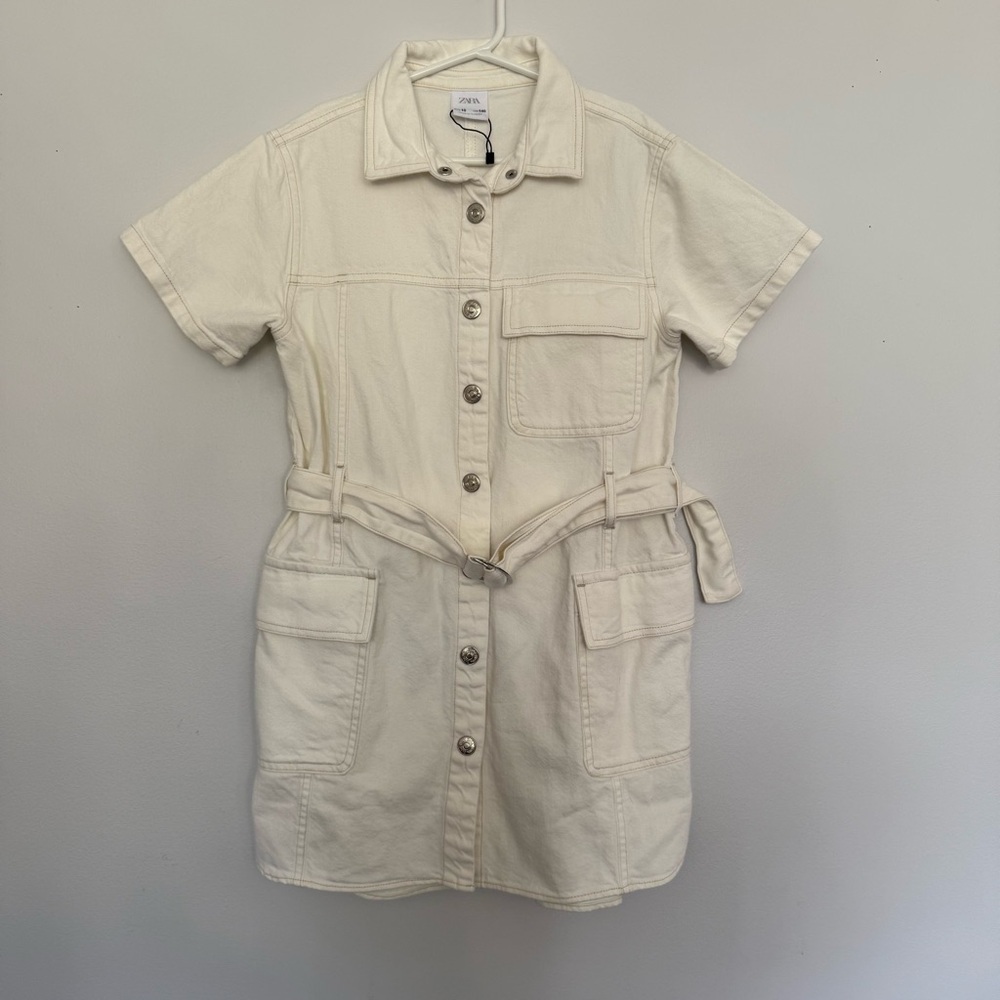 Zara Tan Polo Collar Mini Dress Short Sleeve Casual‎